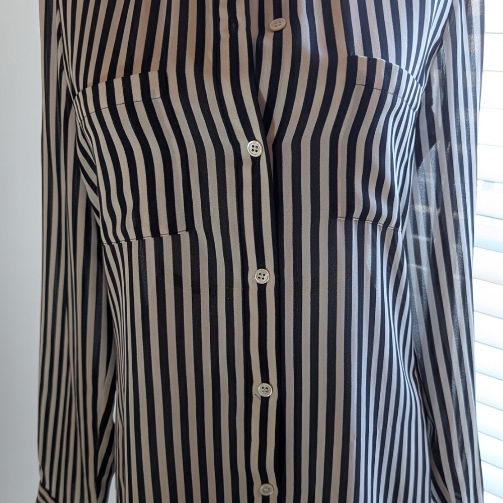 Vintage Liz Claiborne Black and White Striped Blouse